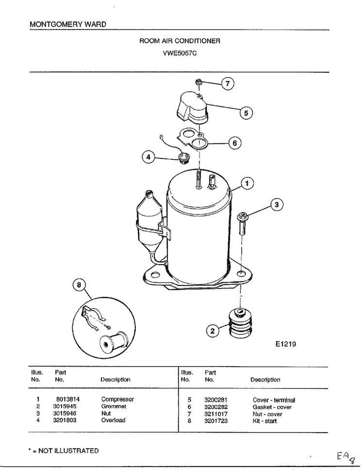 Room Air Conditioner Page 5 Diagram and Parts List for 5057C  Frigidaire Air Conditioner