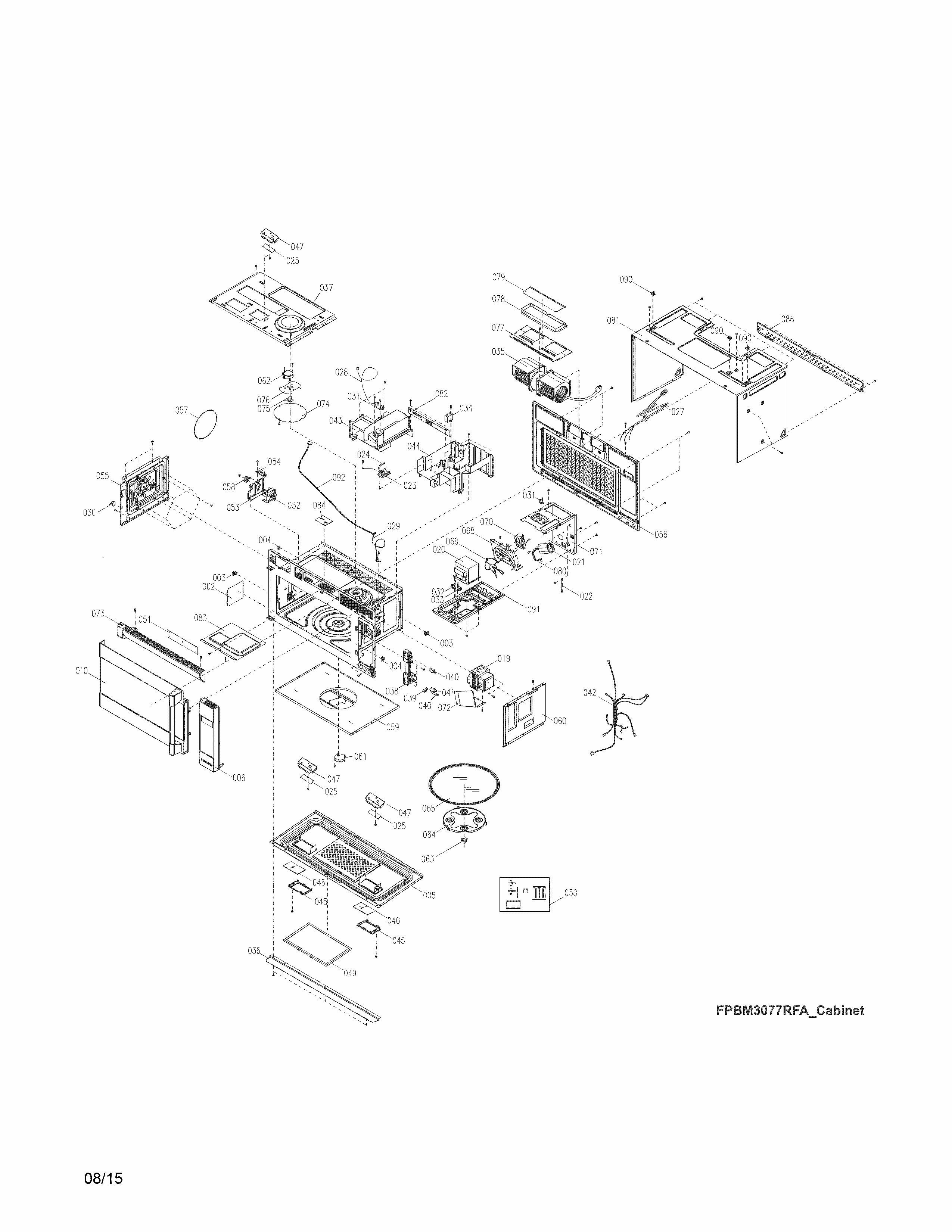 Oven,cabinet Diagram and Parts List for 79089393510  Kenmore Microwave