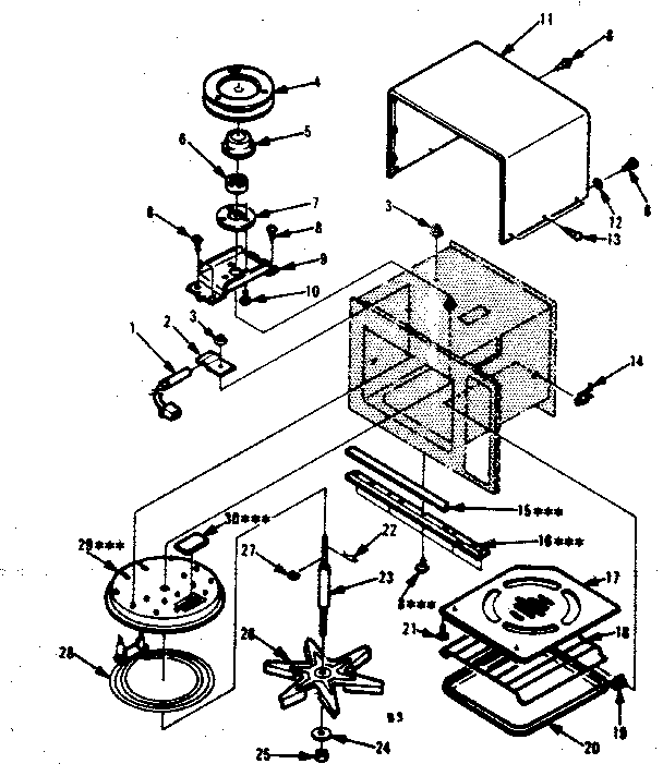 Cavity Parts-b Diagram and Parts List for 5648678610  Kenmore Microwave