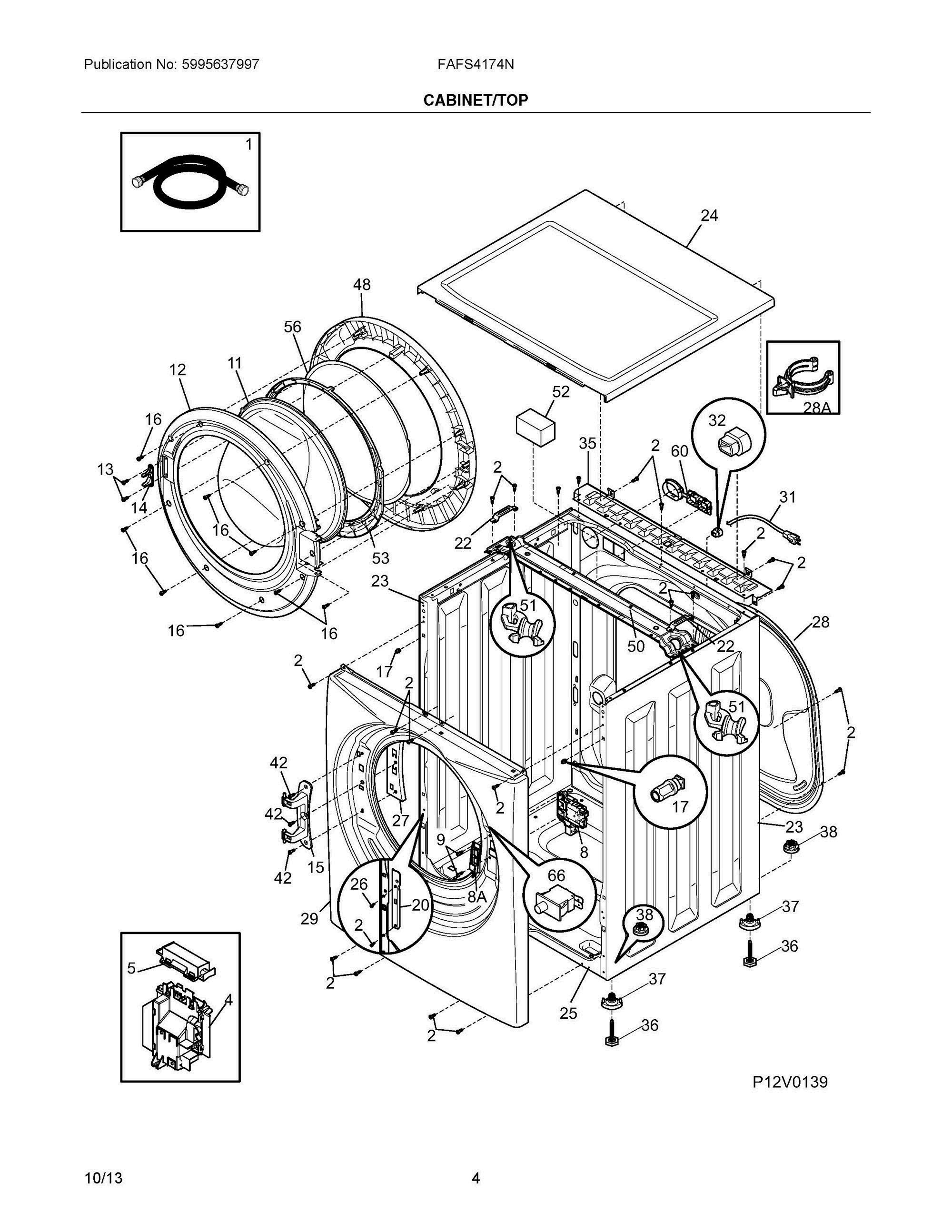 03 - CABINET/TOP Diagram and Parts List for FAFS4174NR1  Frigidaire Washer