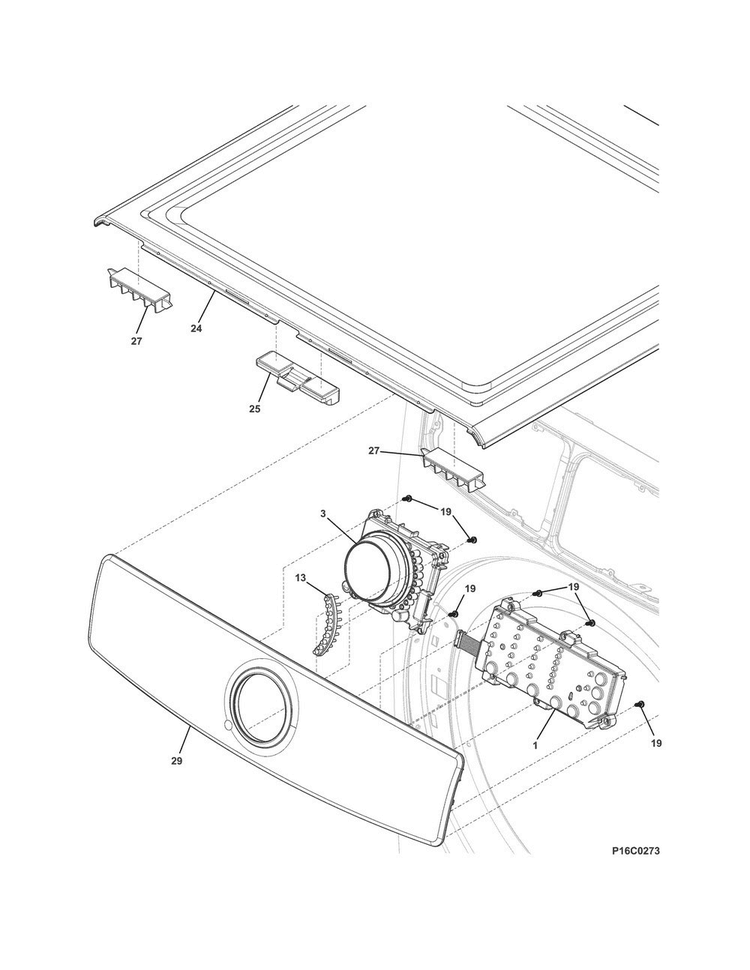 Controls/top Panel Diagram and Parts List for EFMC517SIW0  Electrolux Dryer