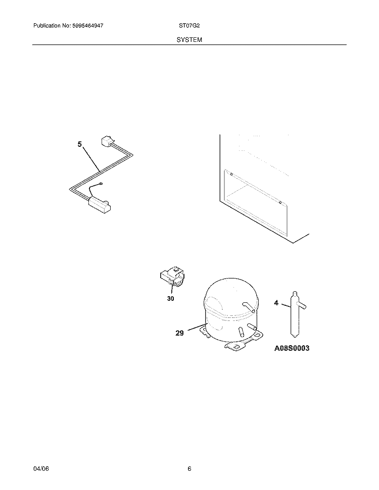 SYSTEM Diagram and Parts List for ST07G2  Electrolux Freezer