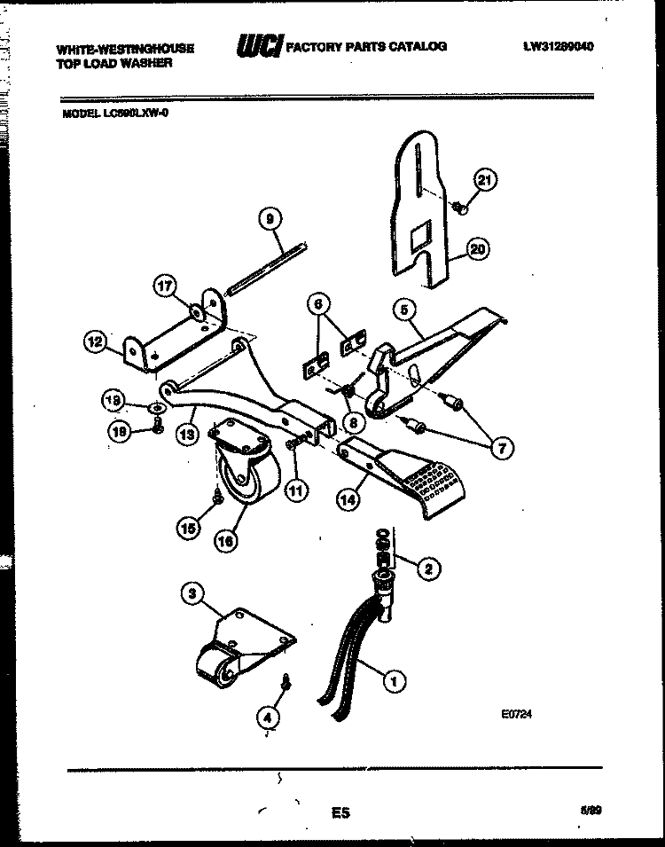 PORTABLE WASHER COMPONENTS Diagram and Parts List for LC590LXD0  Frigidaire Washer
