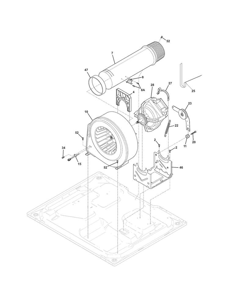 Motor Diagram and Parts List for 41794132002  Kenmore Dryer