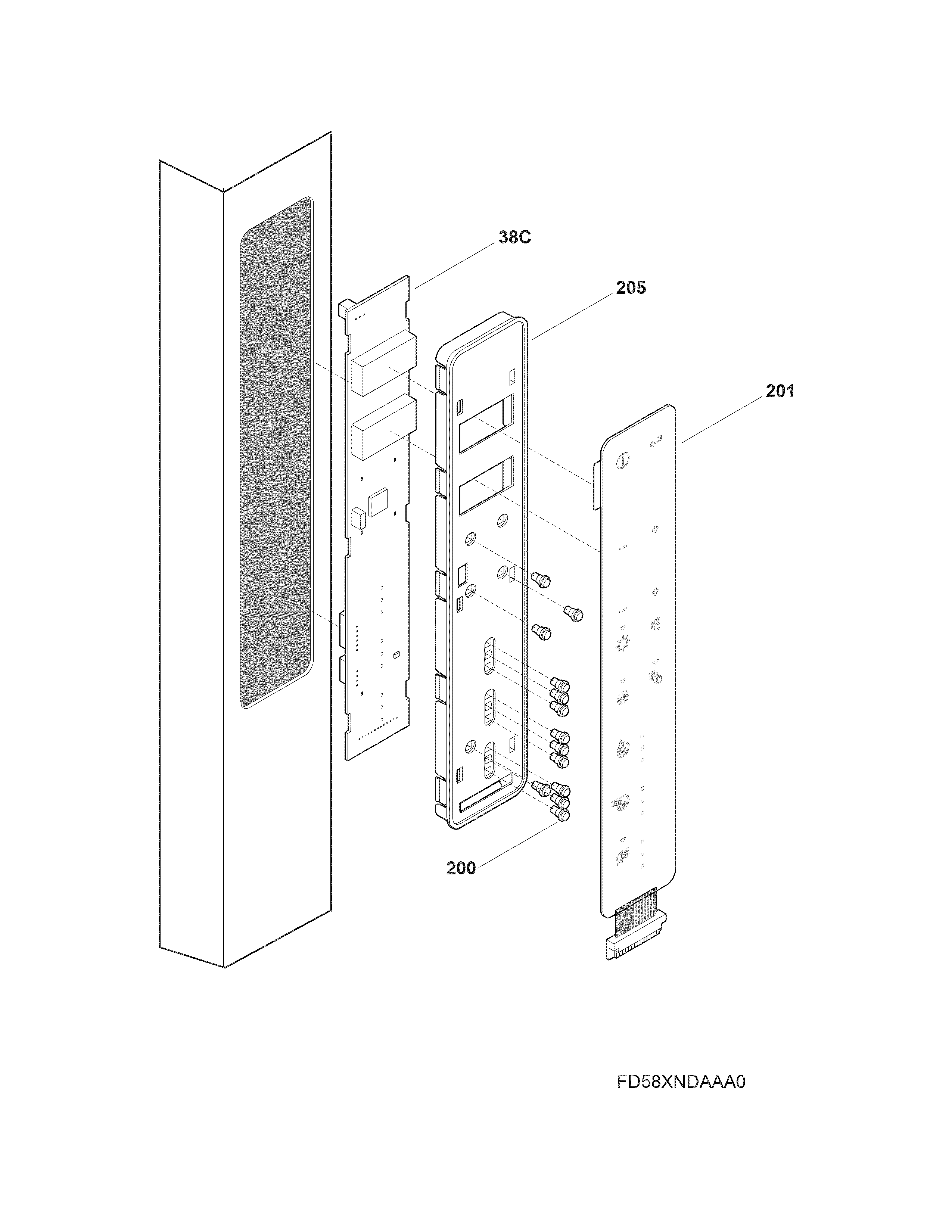 Controls Diagram and Parts List for FGUN2642LE6  Frigidaire Refrigerator