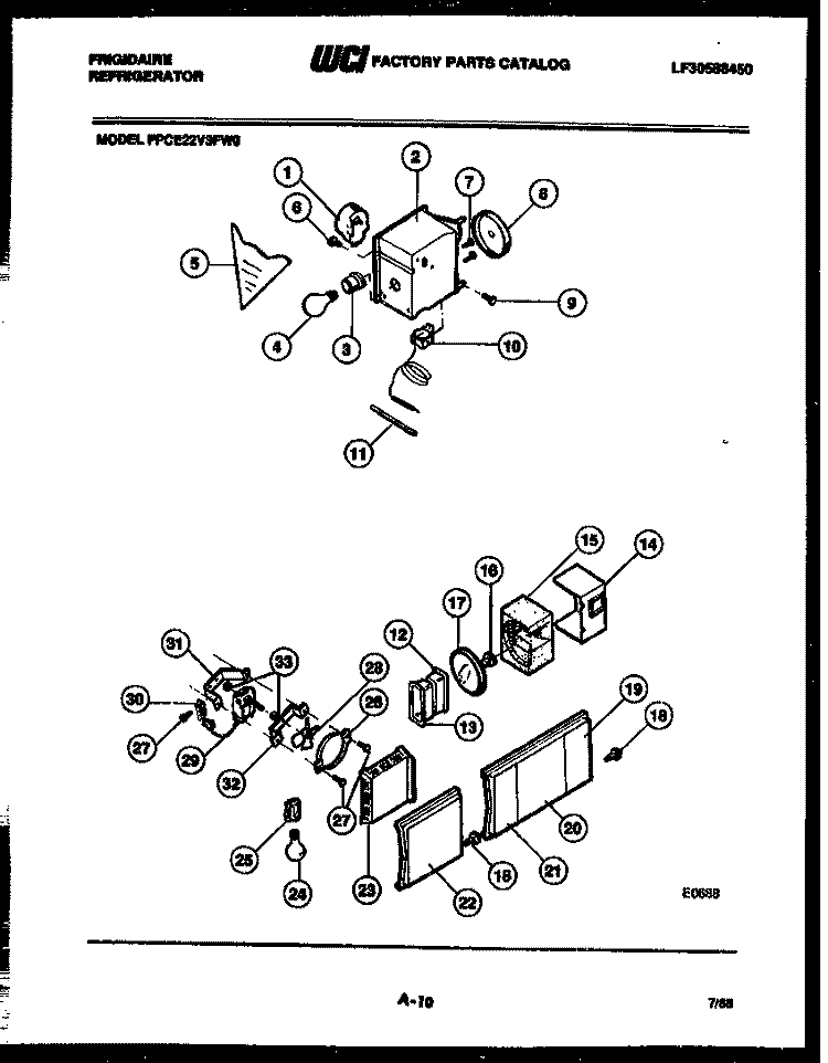 REFRIGERATOR CONTROL ASSEMBLY, DAMP Diagram and Parts List for FPCE22V3FH0  Frigidaire Refrigerator