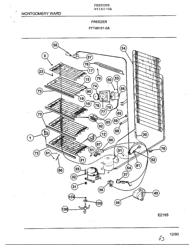 Freezer Page 5 Diagram and Parts List for 49161-0A  Frigidaire Freezer
