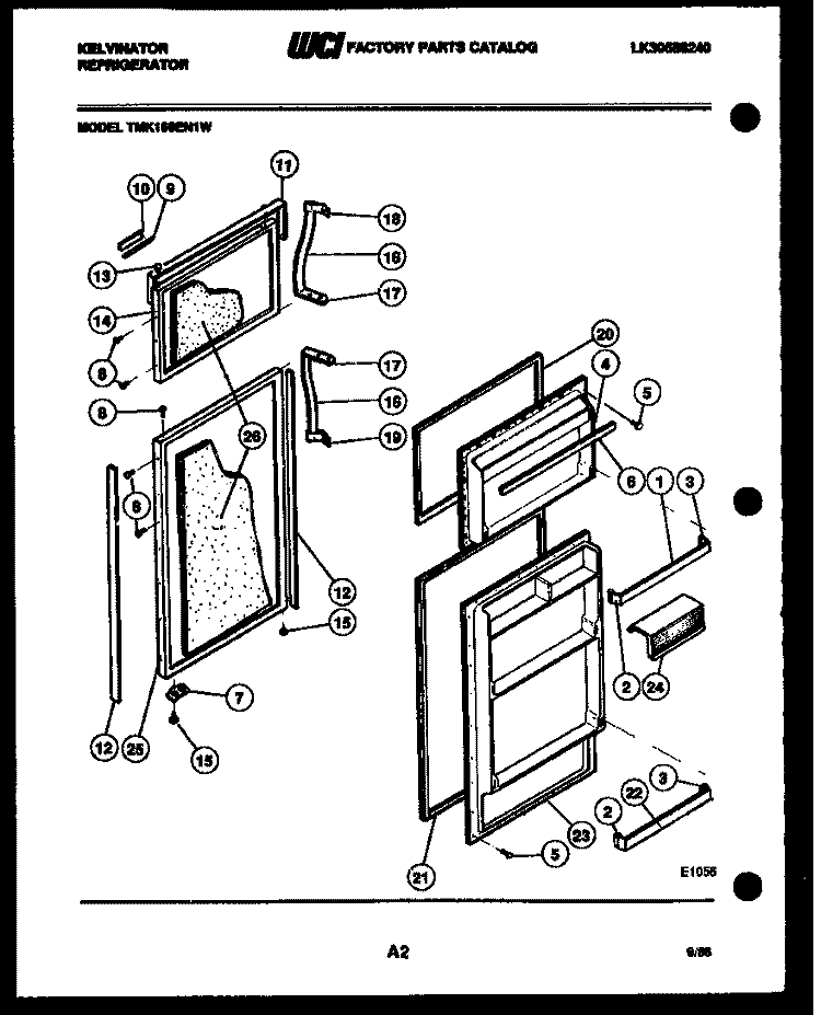 DOOR PARTS Diagram and Parts List for TMK160EN1D  Kelvinator Refrigerator