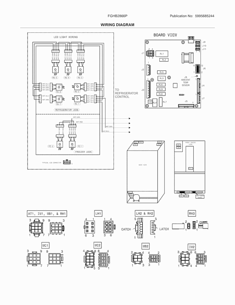 Wiring Schematic Diagram and Parts List for FGHB2866PPFA  Frigidaire Refrigerator
