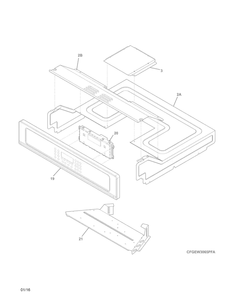 Control Panel Diagram and Parts List for FGEW3065PFD  Frigidaire Wall Oven