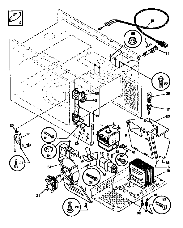 Magnetron And Air Flow Diagram and Parts List for SMS138T1B(941354496)  Tappan Microwave
