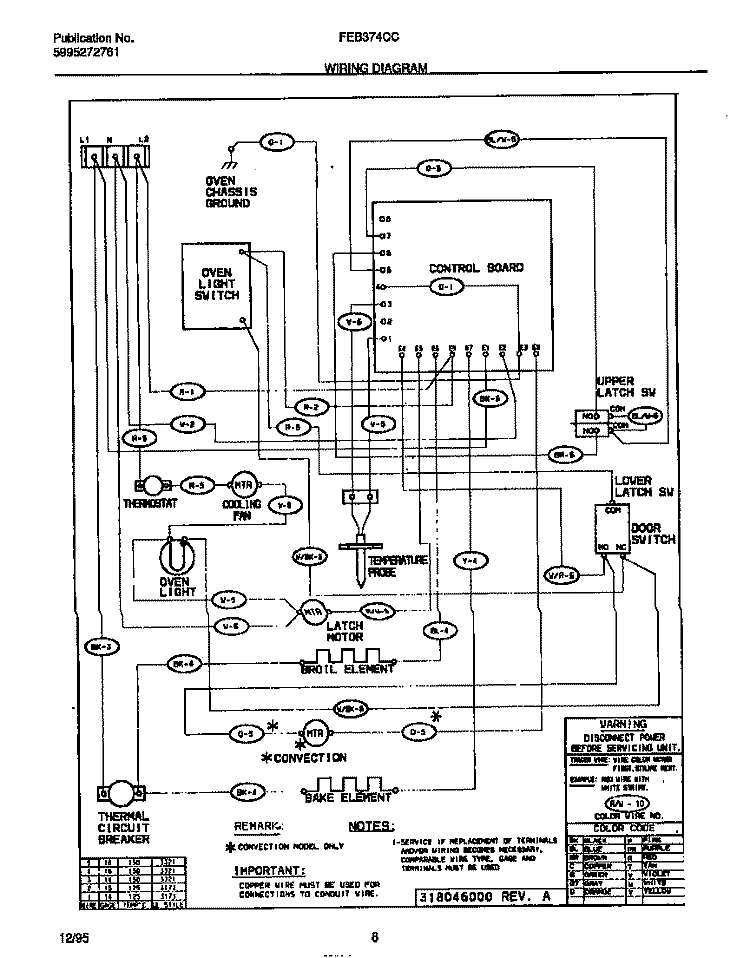 WIRING DIAGRAM Diagram and Parts List for FEB374CCS1  Frigidaire Wall Oven