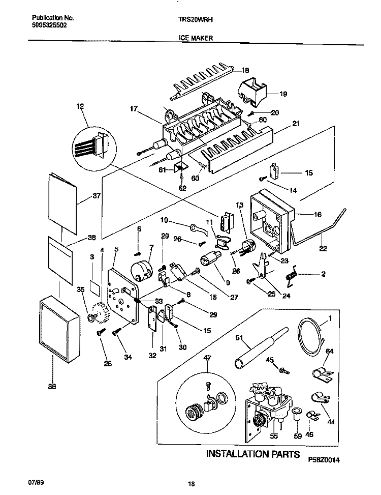 ICE MAKER Diagram and Parts List for TRS20WRHD1  Tappan Refrigerator