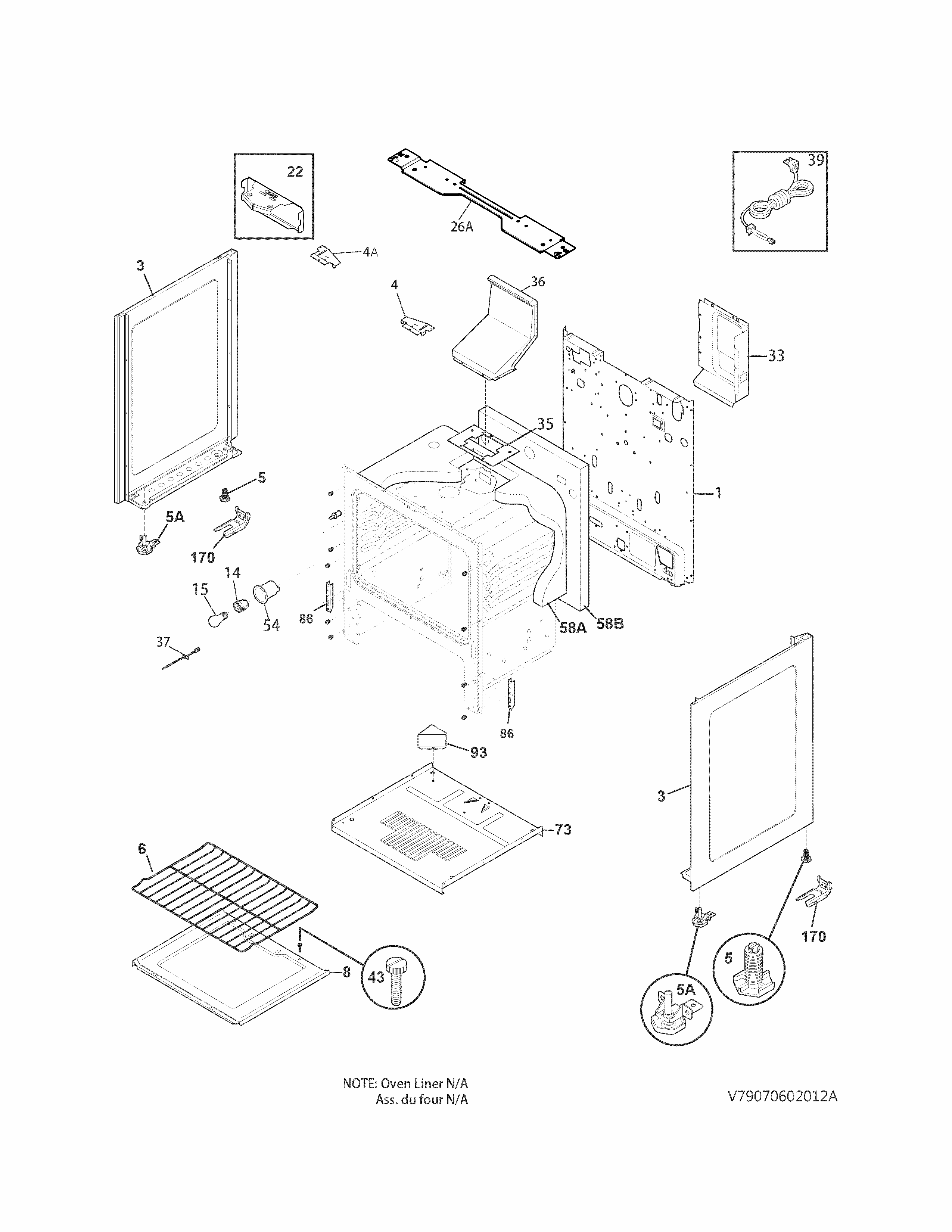 Body Diagram and Parts List for 79073439312  Kenmore Range