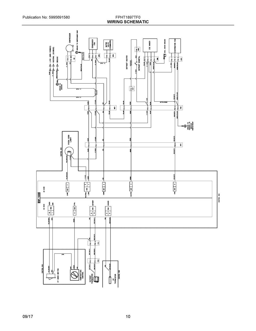 Wiring Schematic Diagram and Parts List for FPHT1897TF0  Frigidaire Refrigerator