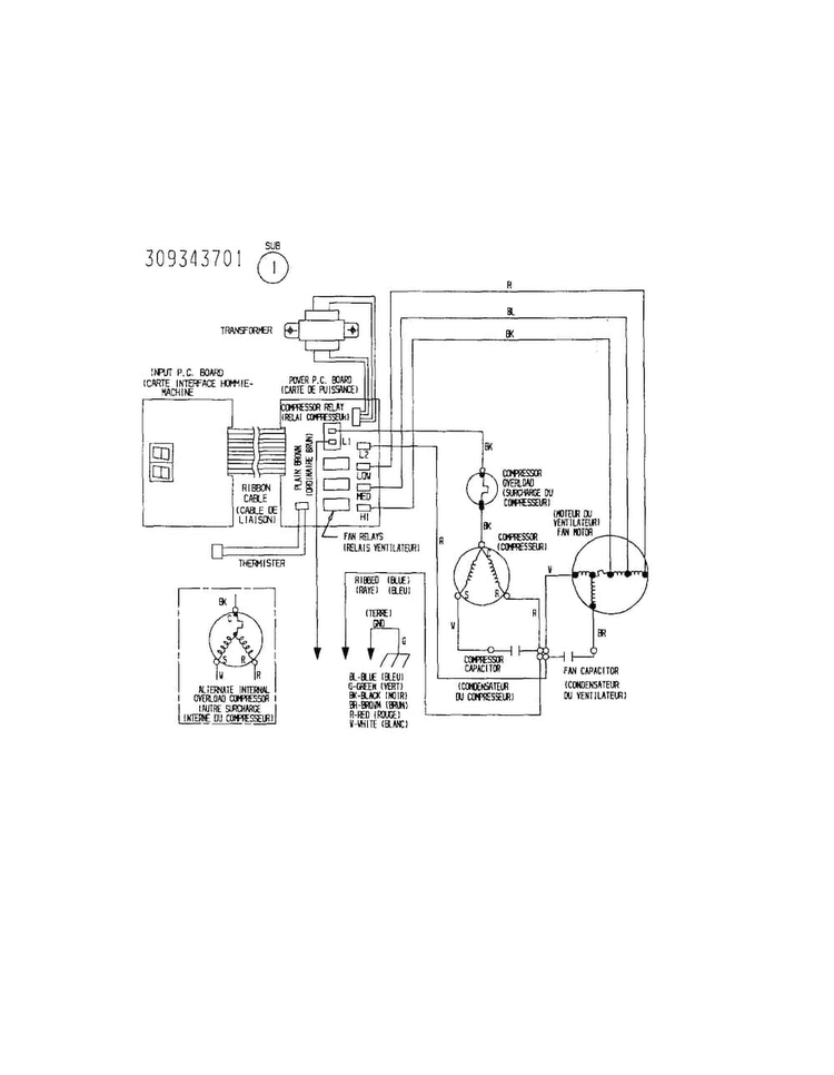 Wiring Diagram Diagram and Parts List for 25370186001  Kenmore Air Conditioner