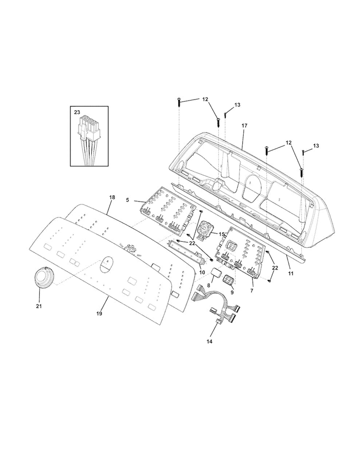 Control Panel Diagram and Parts List for FAHE4044MW0  Frigidaire Washer