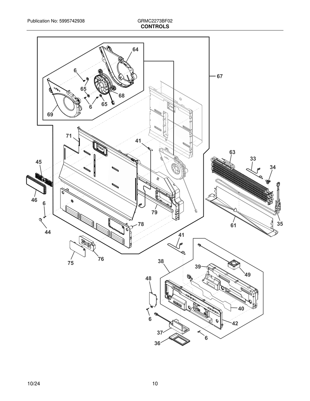 Controls Diagram and Parts List for GRMC2273BF02  Frigidaire Refrigerator