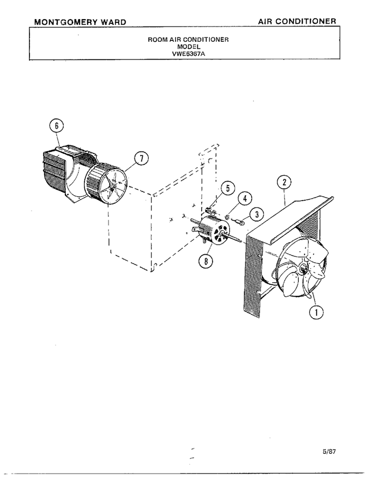 Room Air Conditioner Page 5 Diagram and Parts List for 5367A  Frigidaire Air Conditioner