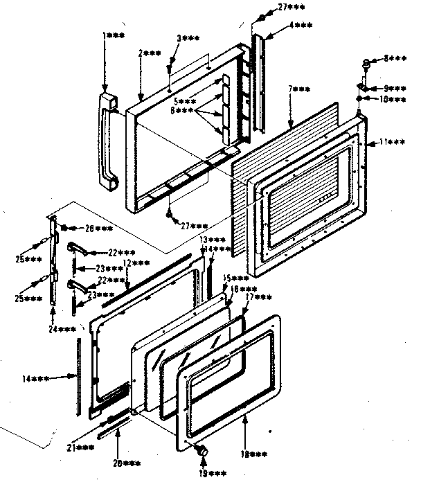 Door Parts Diagram and Parts List for 5648668610  Kenmore Microwave
