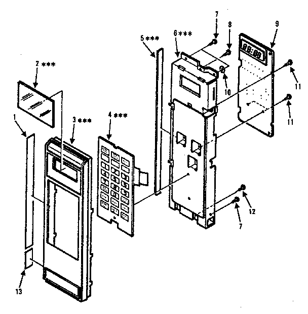 Control Panel Parts Diagram and Parts List for 5648824681  Kenmore Microwave