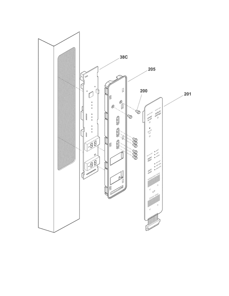 Controls Diagram and Parts List for FGHN2844LEA  Frigidaire Refrigerator