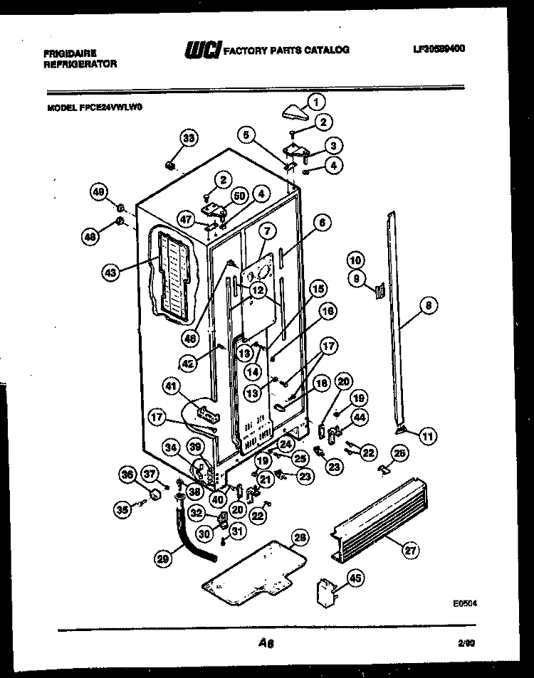 CABINET PARTS Diagram and Parts List for FPCE24VWLF0  Frigidaire Refrigerator