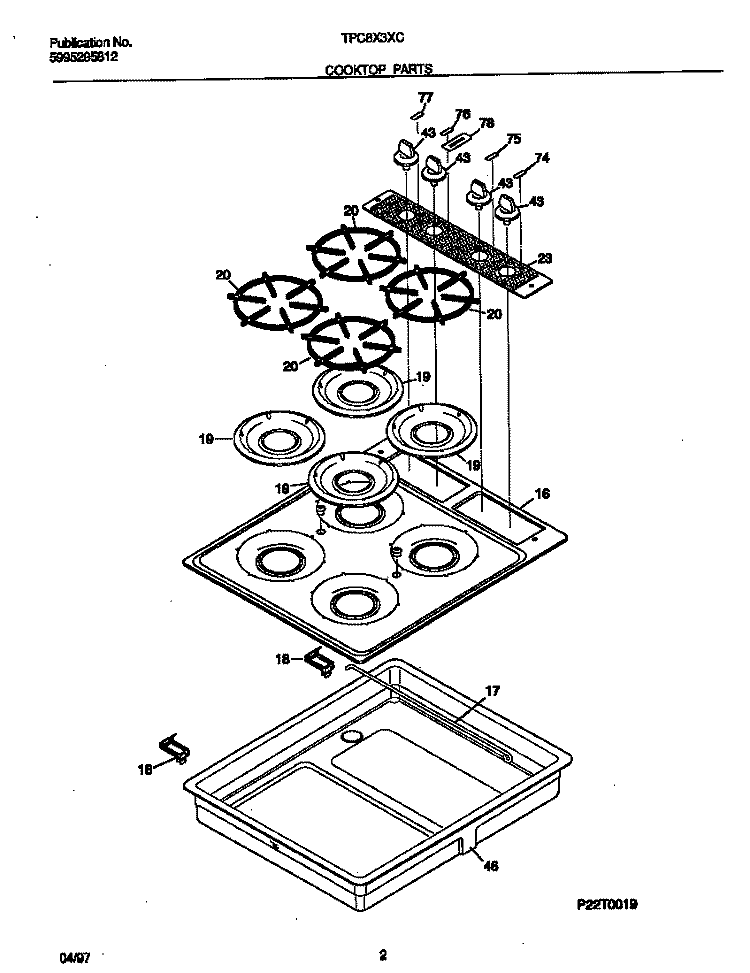 COOKTOP PARTS Diagram and Parts List for TPC8X3XCD3  Tappan Cooktop