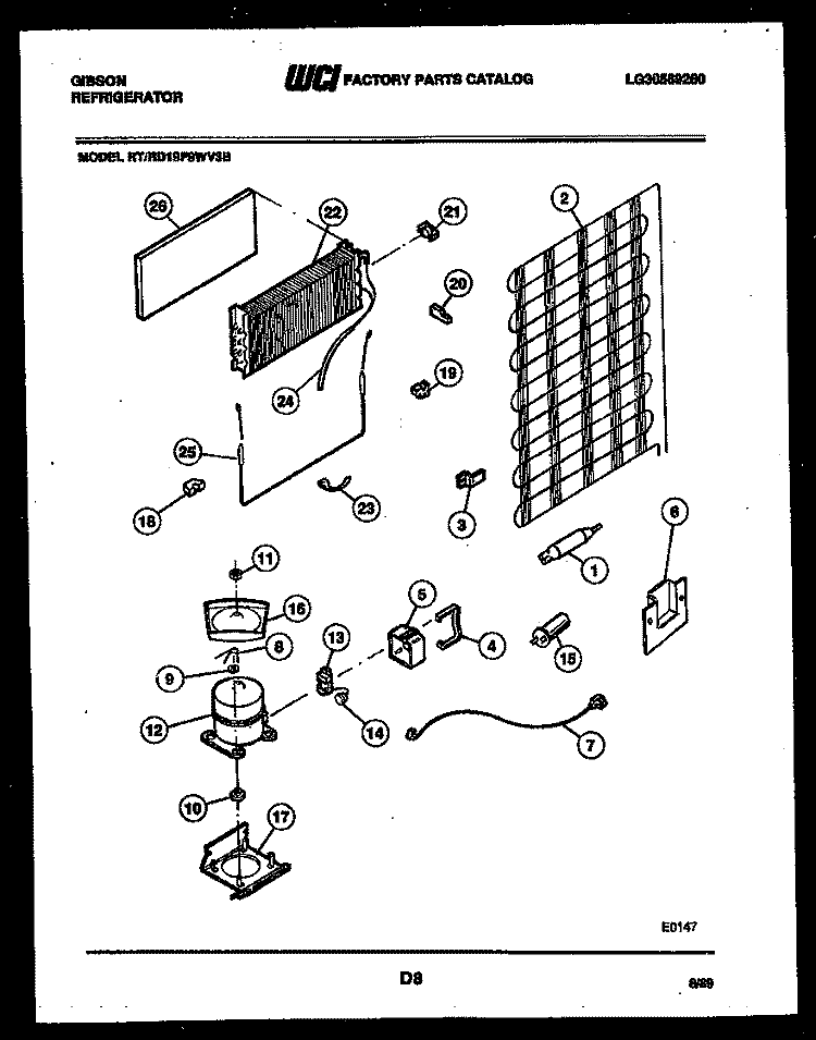 SYSTEM AND AUTOMATIC DEFROST PARTS Diagram and Parts List for RD19F9WV3B  Gibson Refrigerator
