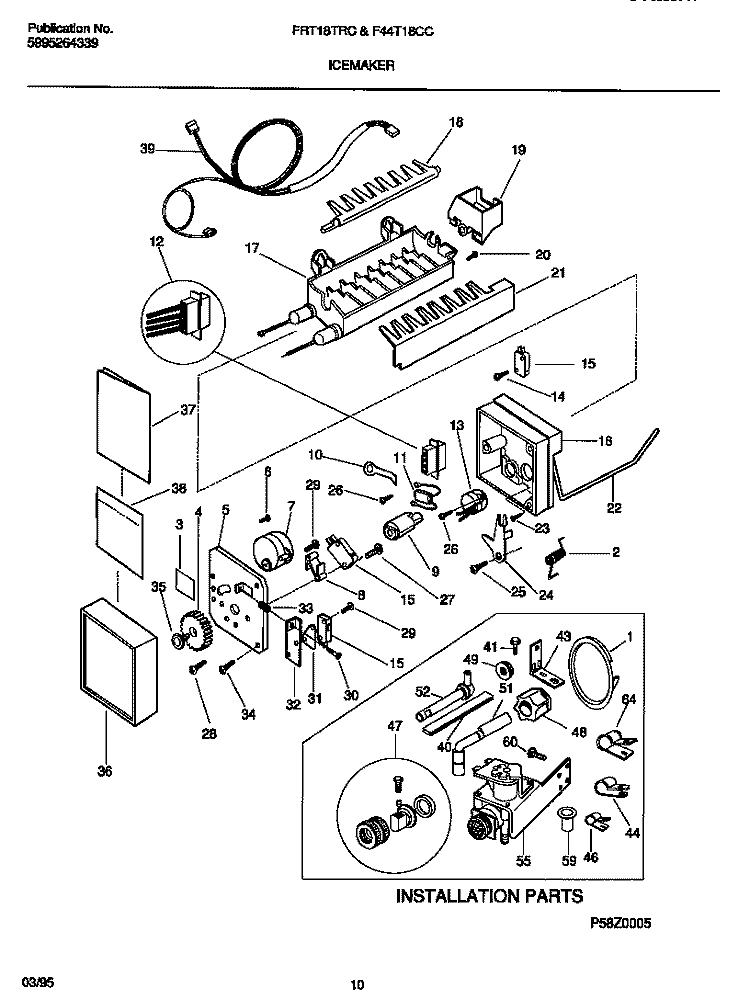 ICEMAKER Diagram and Parts List for FRT18TRCW0  Frigidaire Refrigerator