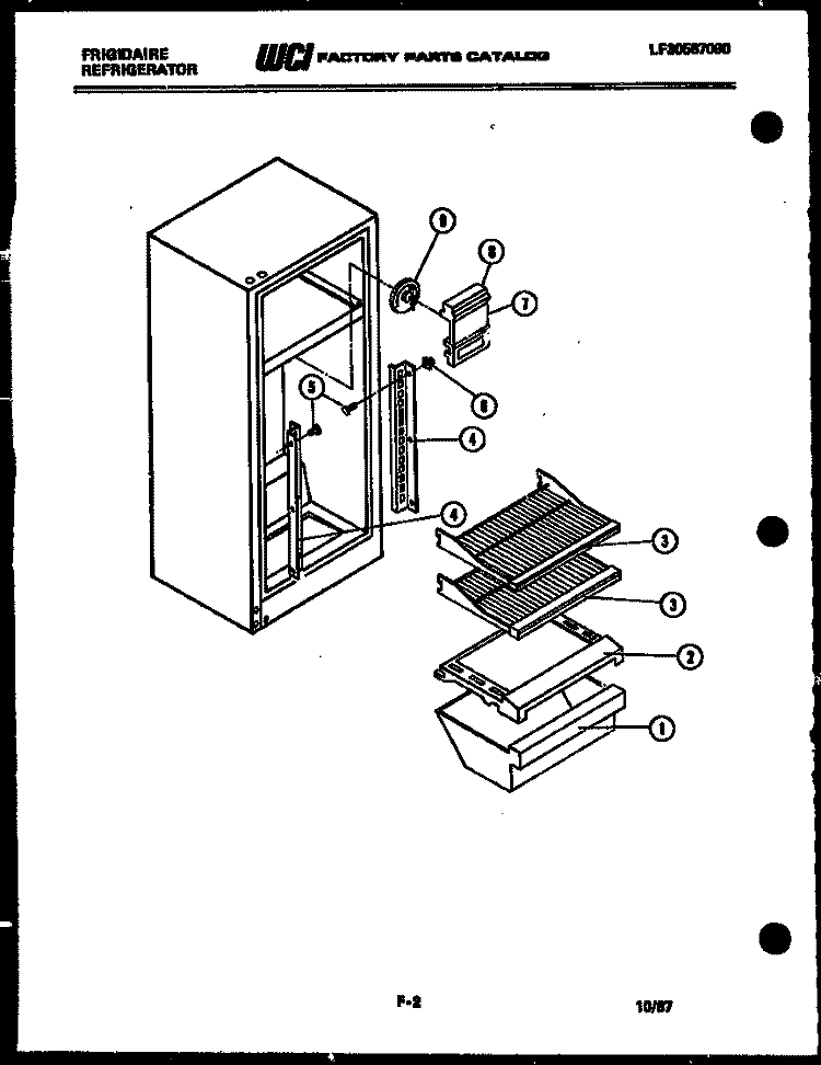 SHELVES AND SUPPORTS Diagram and Parts List for FPI11TLAW5  Frigidaire Refrigerator