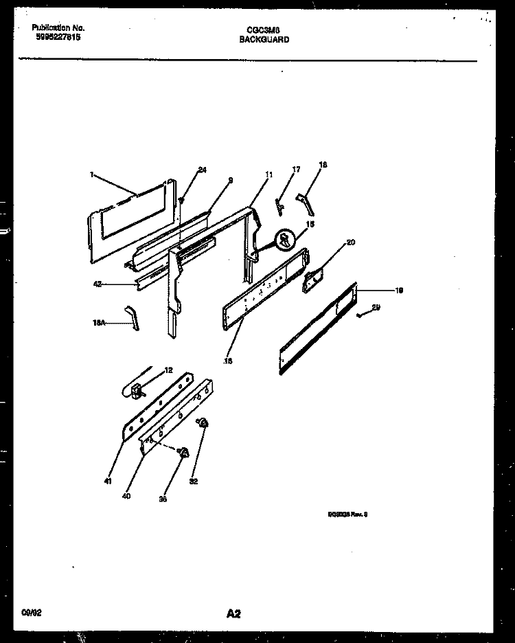 BACKGUARD Diagram and Parts List for CGC3M6DXF  Gibson Range