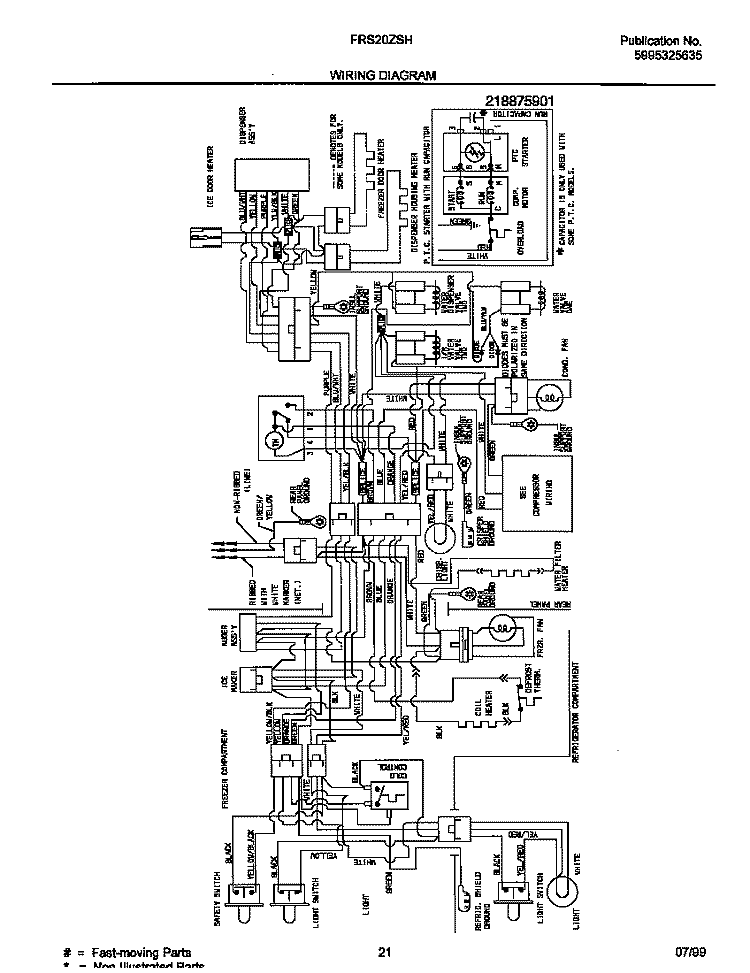 WIRING DIAGRAM Diagram and Parts List for FRS20ZSHB1  Frigidaire Refrigerator
