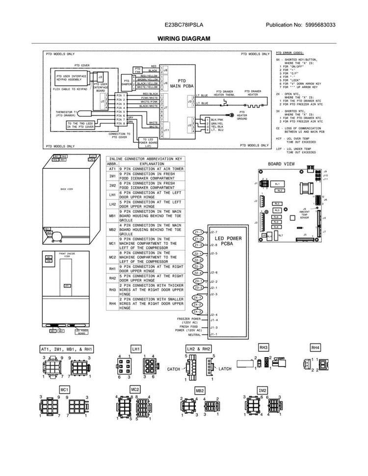 Wiring Schematic Diagram and Parts List for E23BC78IPSLA  Electrolux Refrigerator