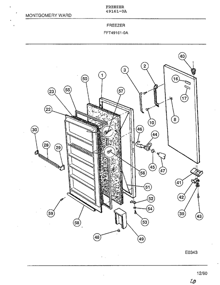 Freezer Diagram and Parts List for 49161-0A  Frigidaire Freezer