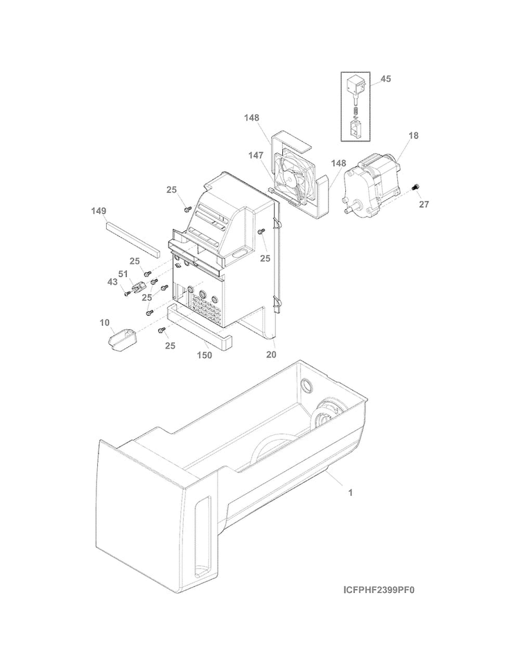 Ice Container Diagram and Parts List for EI23BC65KS8A  Electrolux Refrigerator