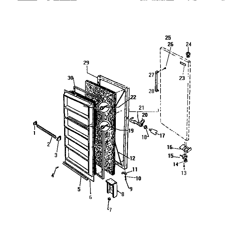 DOOR Diagram and Parts List for FU169JRD1  Frigidaire Freezer