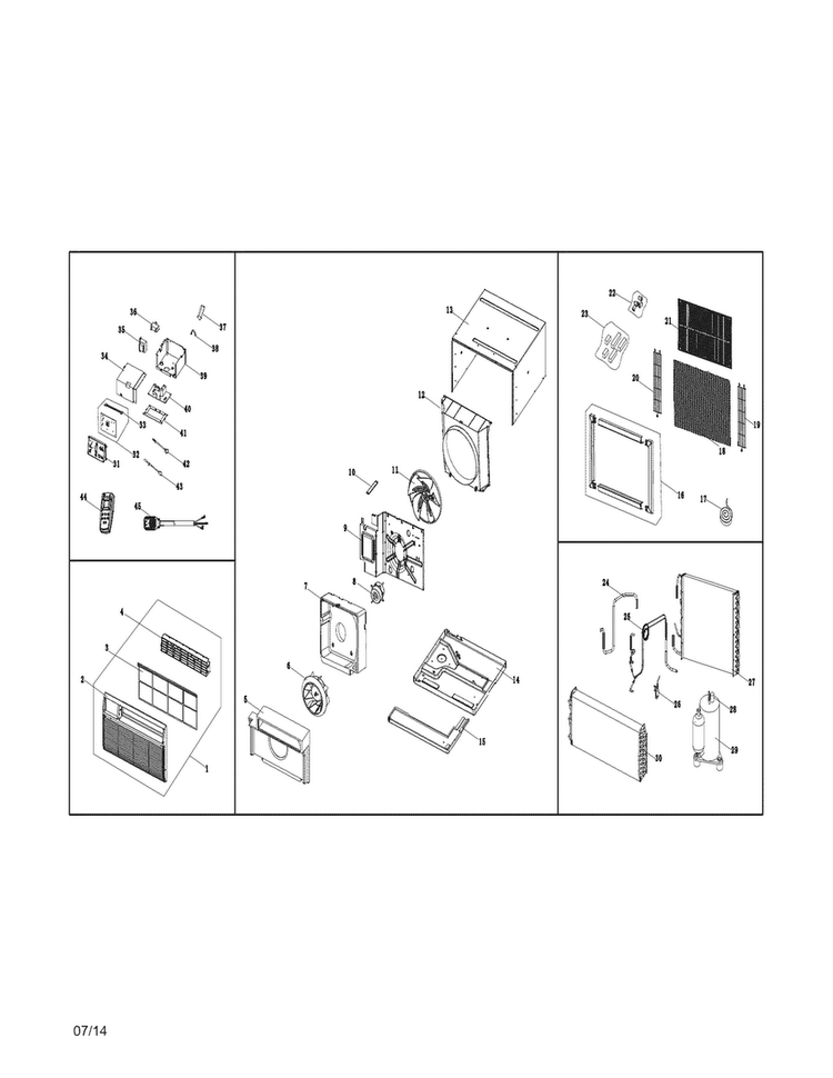 Recommended Spare Parts Diagram and Parts List for FFTA0833Q12  Frigidaire Air Conditioner