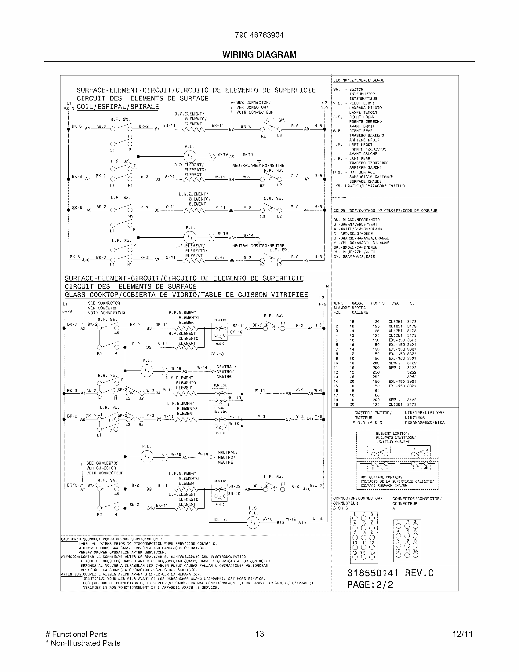 Wiring Diagram Diagram and Parts List for 79046763904  Kenmore Range