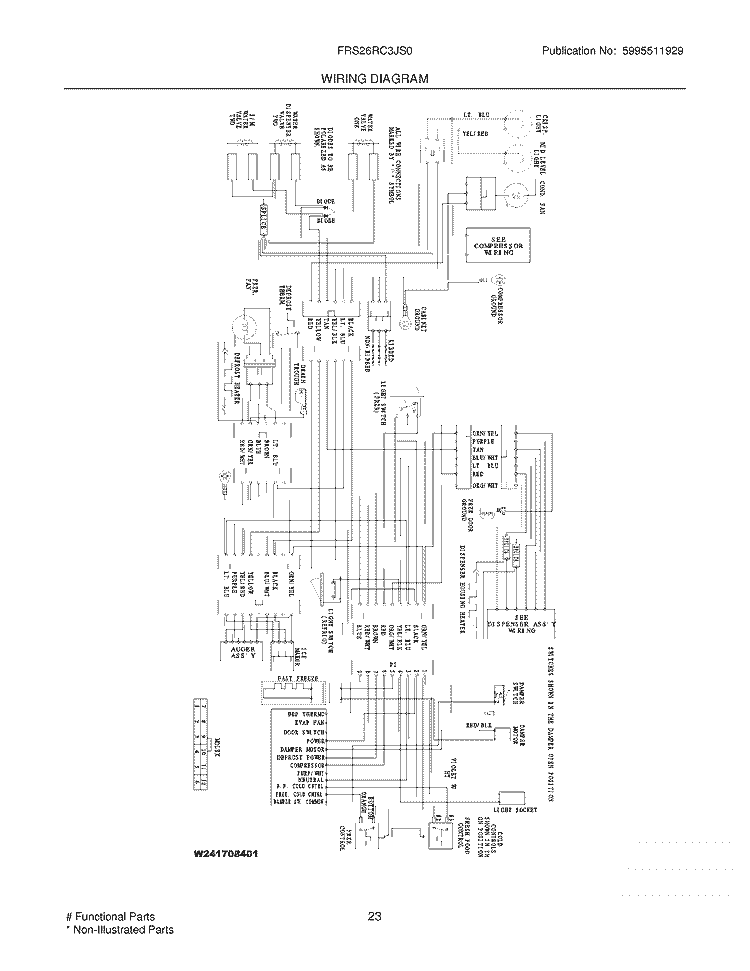 WIRING DIAGRAM Diagram and Parts List for FRS26RC3JS0  Frigidaire Refrigerator