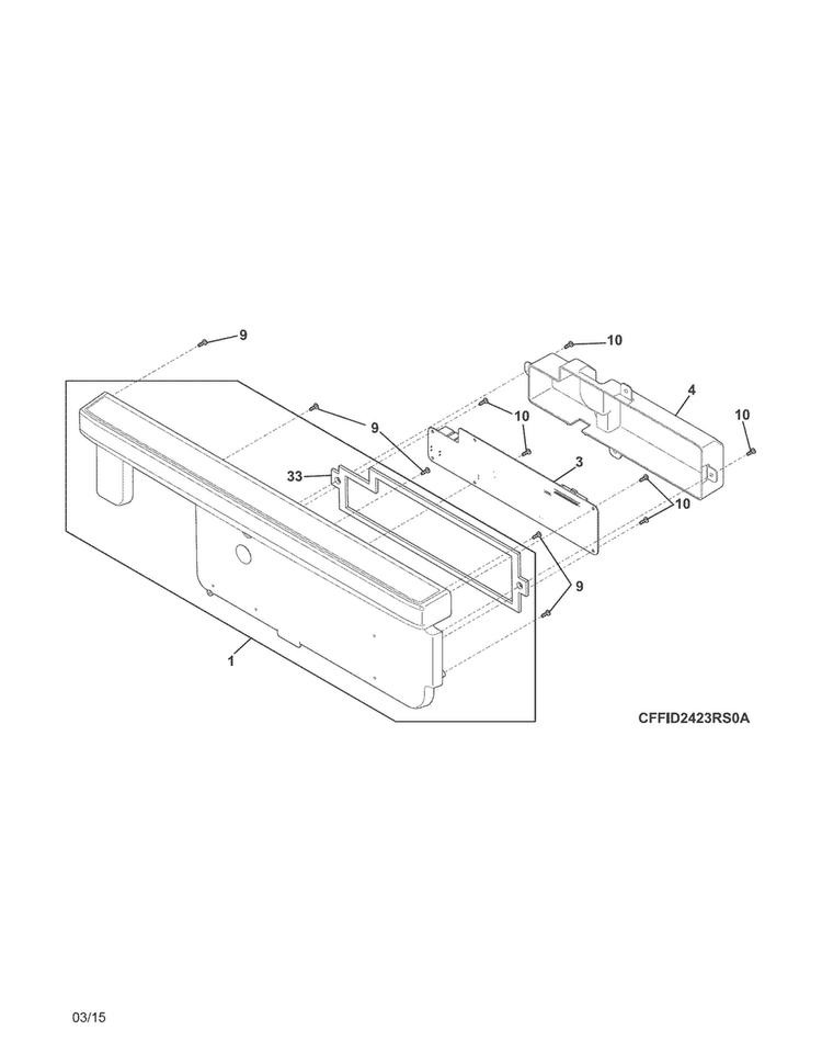 Control Panel Diagram and Parts List for LFID2422RF1A  Frigidaire Dishwasher