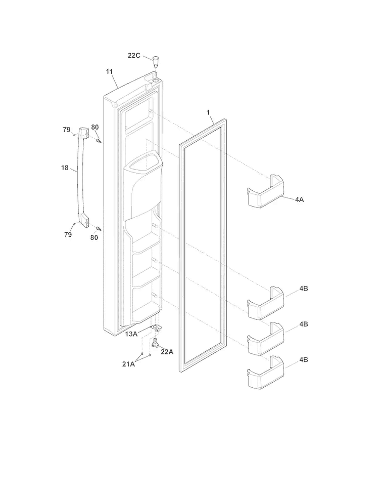 Freezer Door Diagram and Parts List for EI23CS65KS2  Electrolux Refrigerator