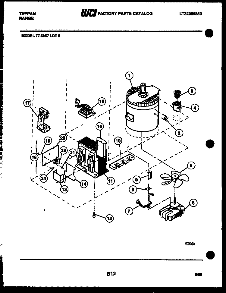 POWER CONTROL Diagram and Parts List for 77-8957-00-05  Tappan Range