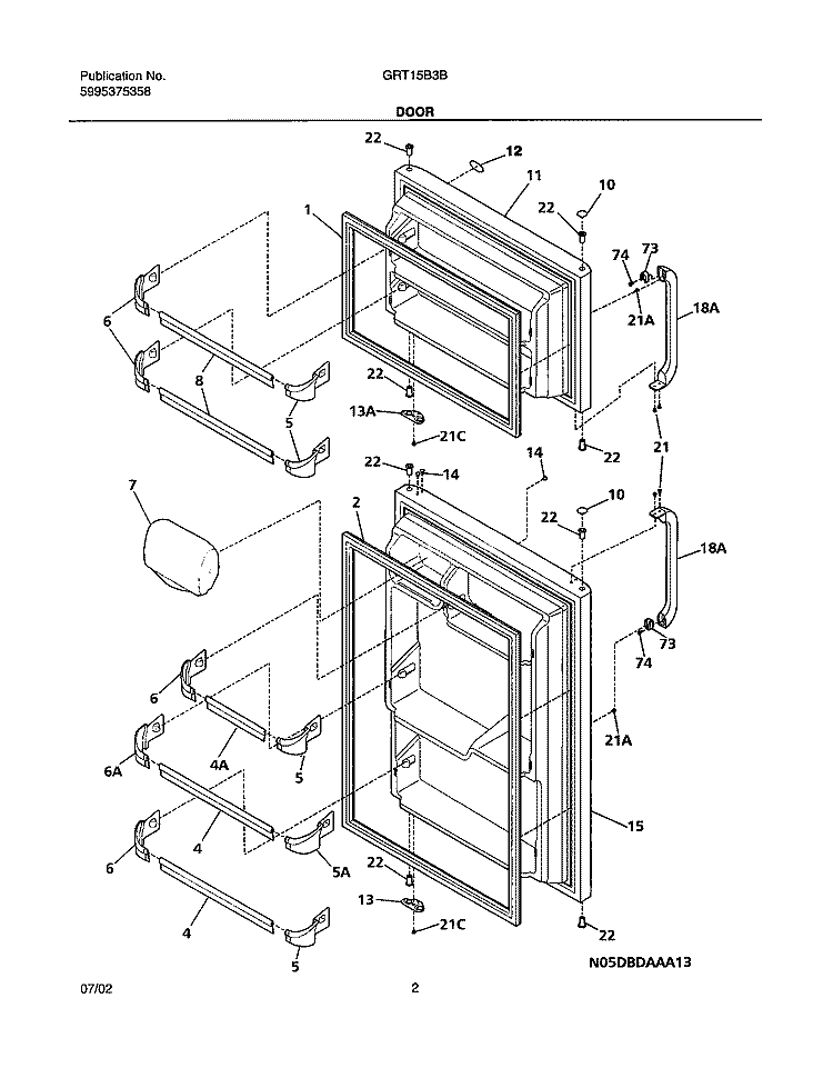 DOORS Diagram and Parts List for GRT15B3BW0  Gibson Refrigerator