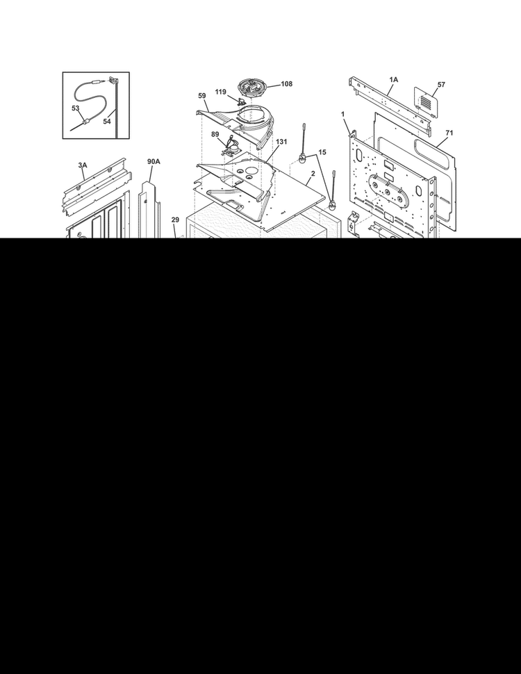 Body Diagram and Parts List for FGDS3065PFE  Frigidaire Range