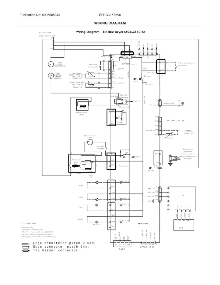 Wiring Diagram Diagram and Parts List for EFDC317TIW0  Electrolux Dryer