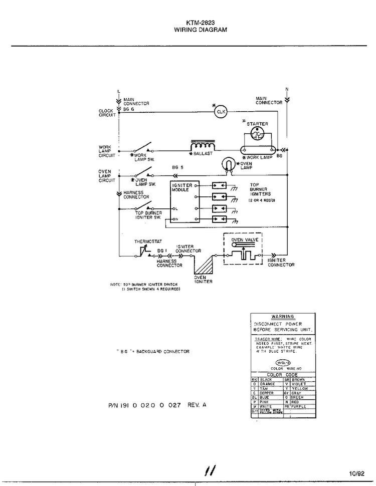 Wiring Diagram Diagram and Parts List for 2823  Frigidaire Range