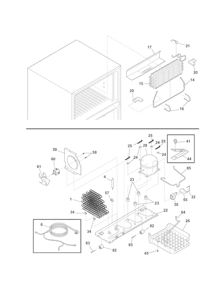 System Diagram and Parts List for 2536181201B  Kenmore Refrigerator