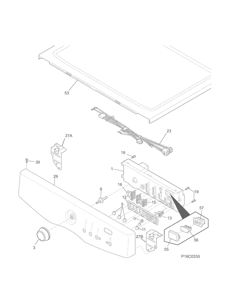 Controls/top Panel Diagram and Parts List for 41791122311  Kenmore Dryer