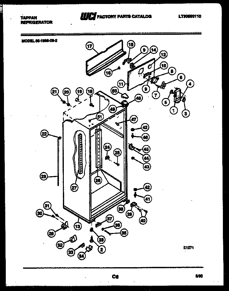 CABINET PARTS Diagram and Parts List for 95-1999-00-02  Tappan Refrigerator